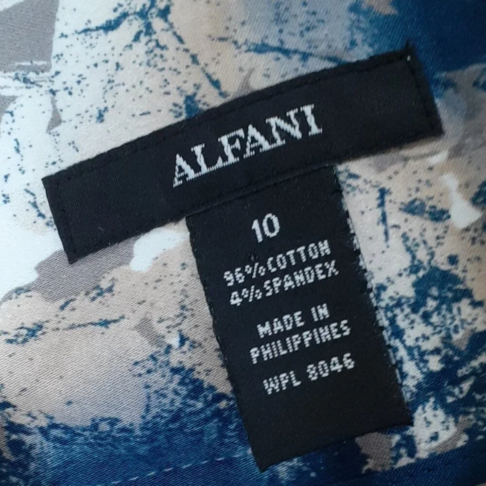 Alfani Abstract Skirt Paint Splatter Size 10 Multicolor Brown Blue Pencil Mini - Picture 9 of 10